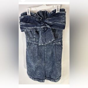 Mulla NWT Austyn Denim Romper Strapless Women's Med 100% Cotton